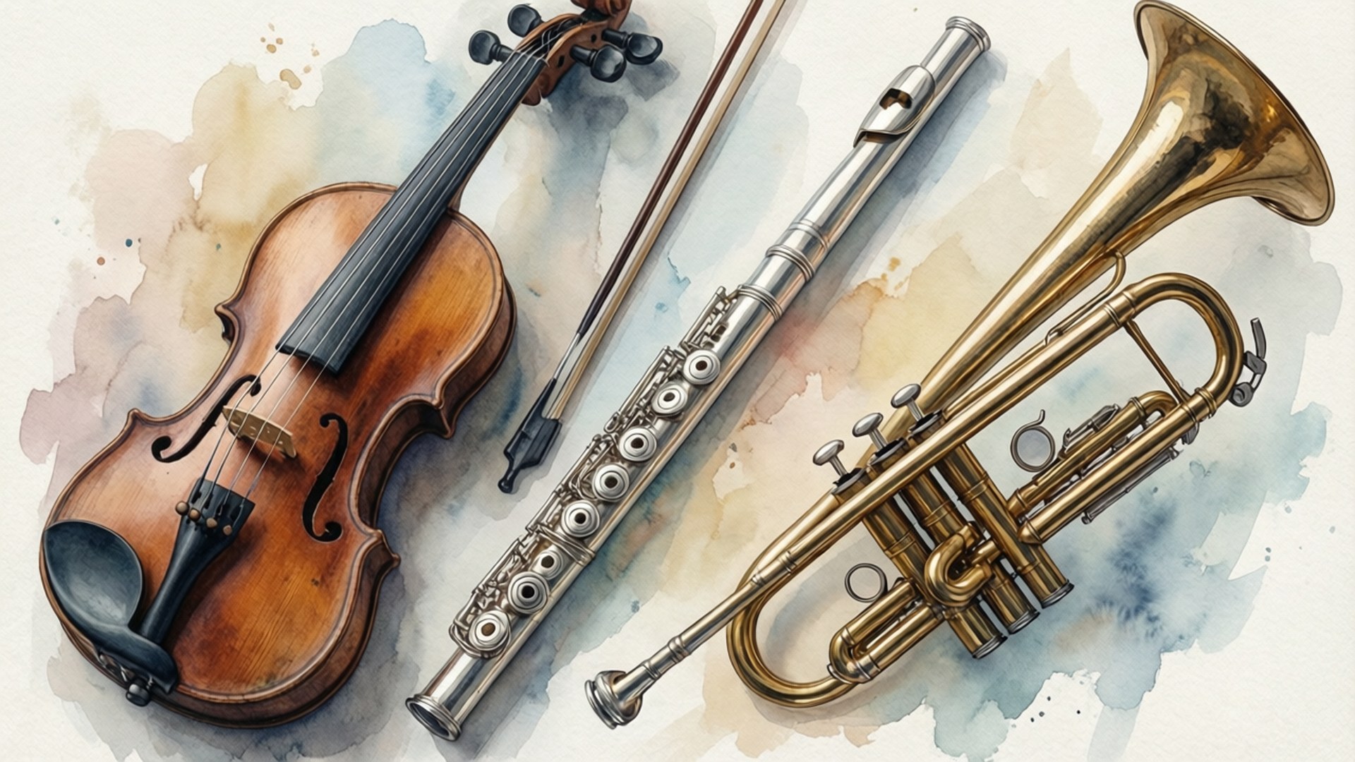 Collage de Instrumentos en Acuarela Fondos de pantalla