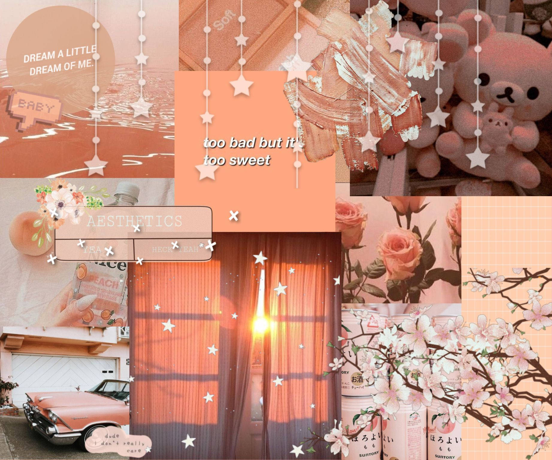 Collage de Melocotón con Estrellas Fondos de pantalla