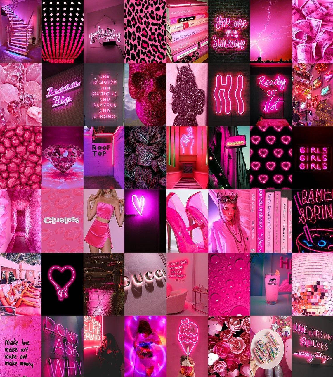 Collage de tonos rosa neón Fondos de pantalla