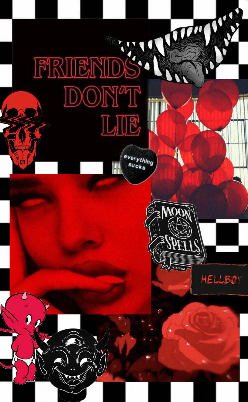 Collage Digital Rojo de Estética Gótica Fondos de pantalla