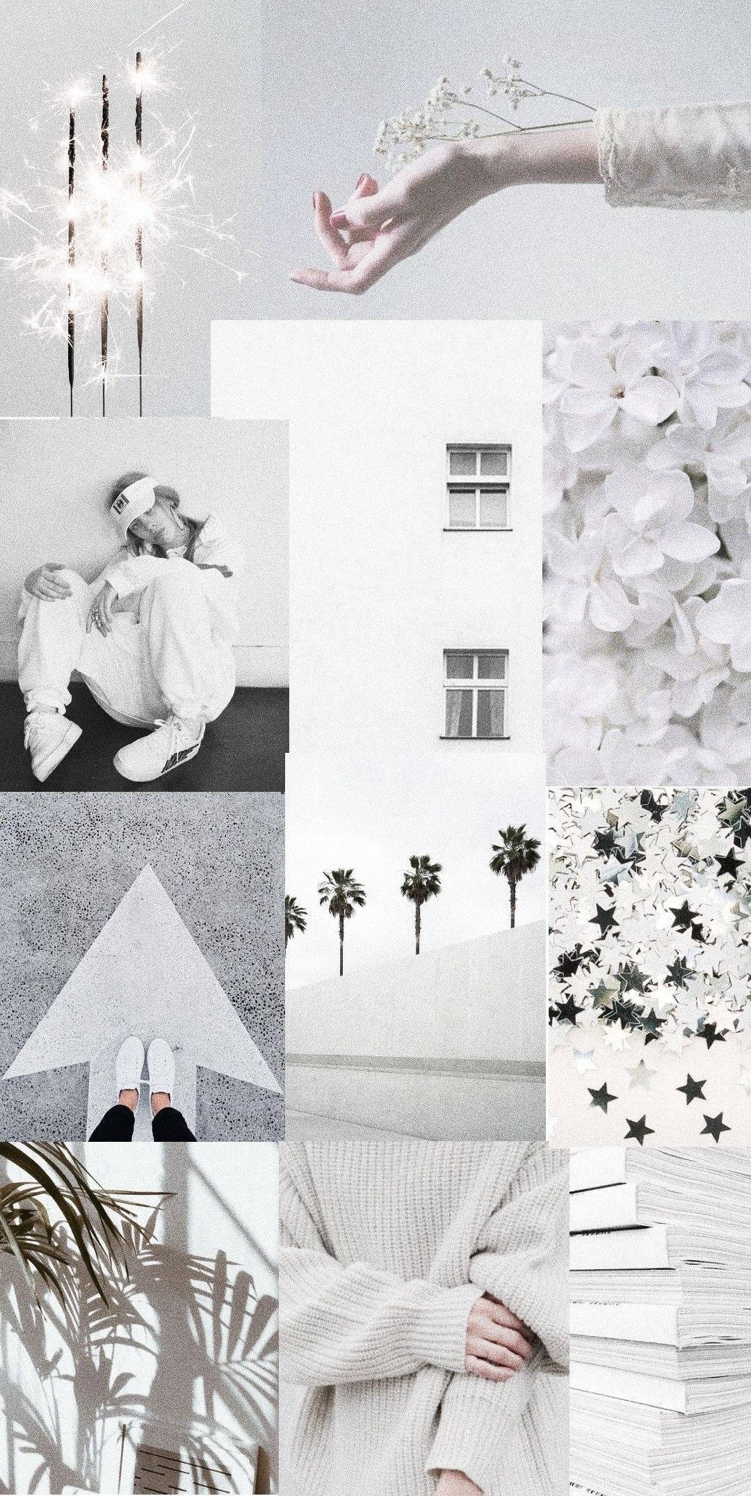 Collage estéticamente agradable en gris y blanco Fondos de pantalla