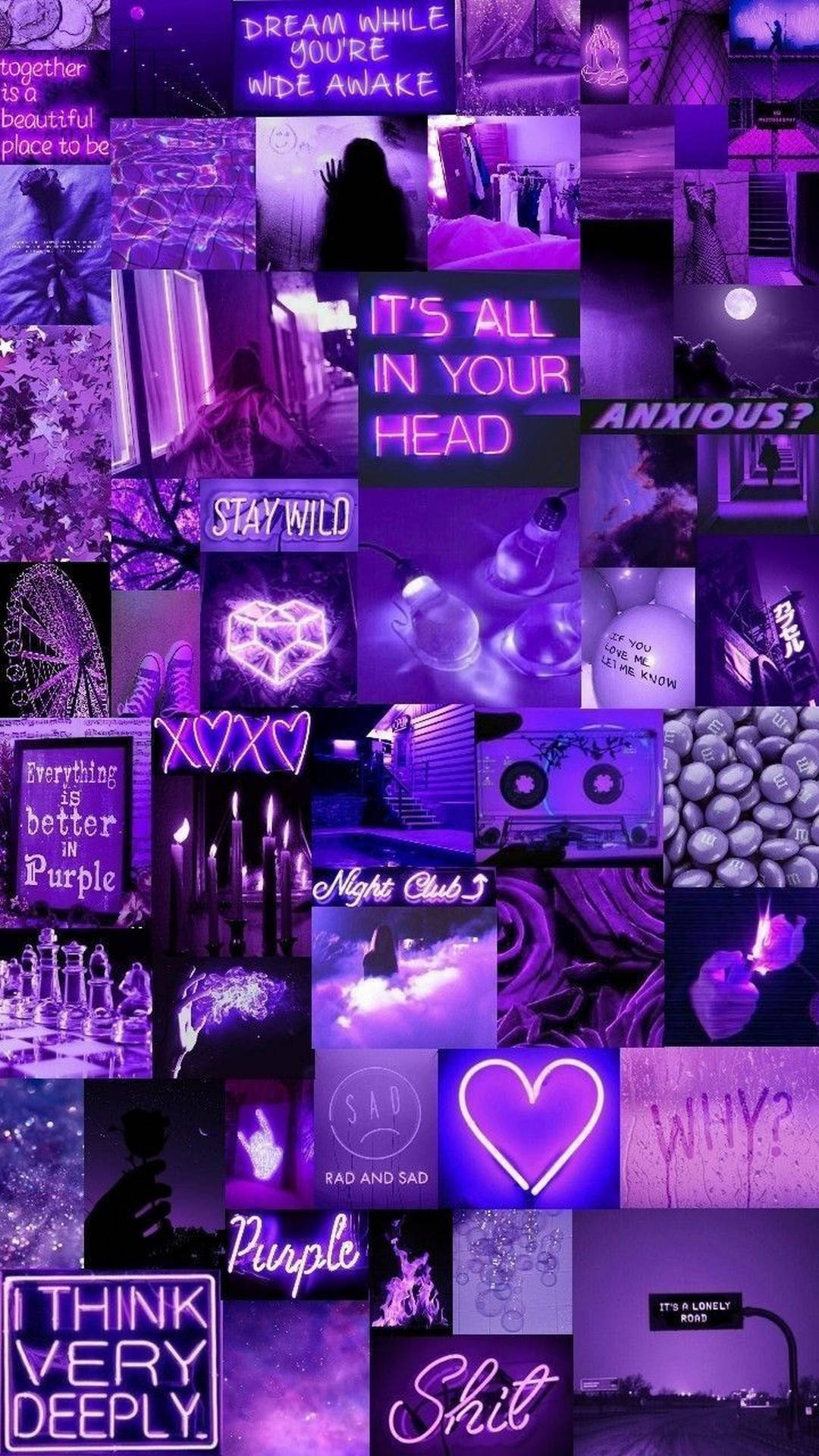 Collage Estético Neon en Púrpura Claro Fondos de pantalla