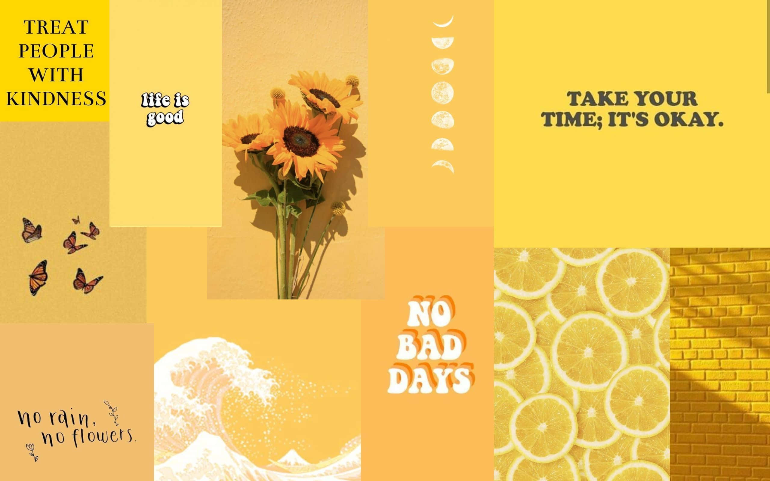 Collage Estético Minimalista en Amarillo Fondos de pantalla