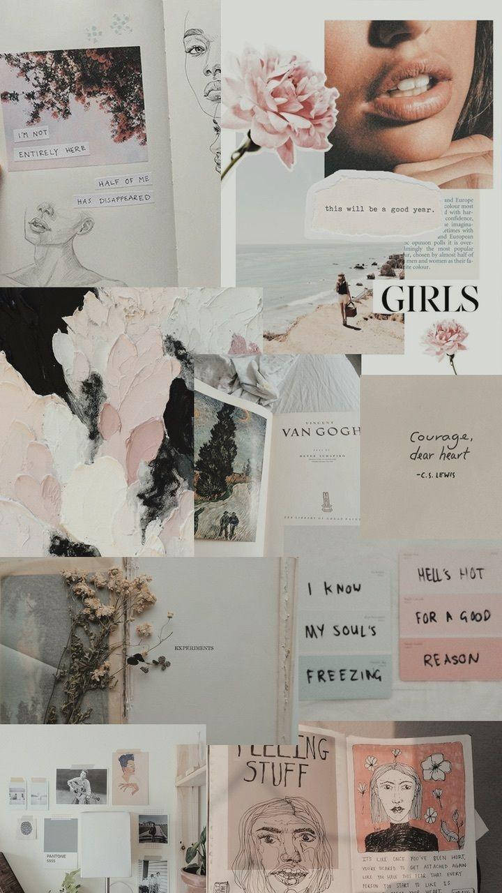 Collage Estético de Frases de Chica Fondos de pantalla