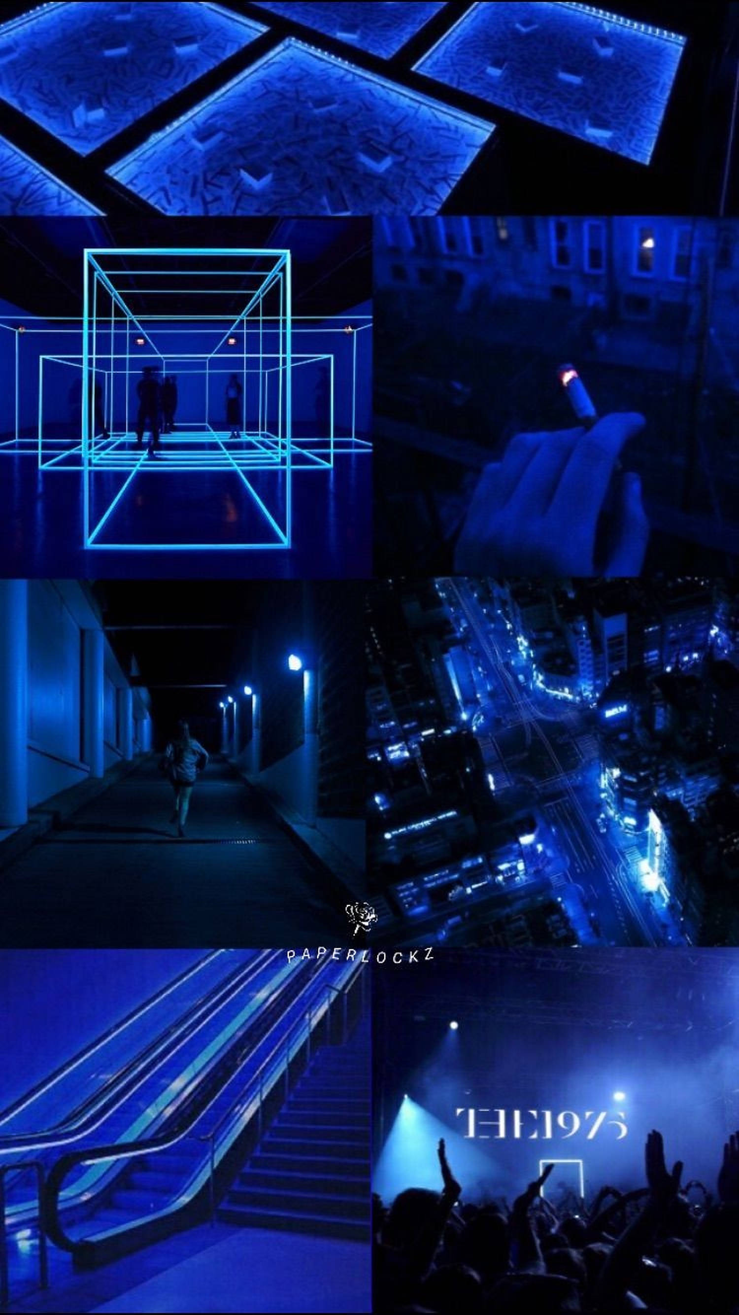 Collage Estético Azul Neón para iPhone Fondos de pantalla