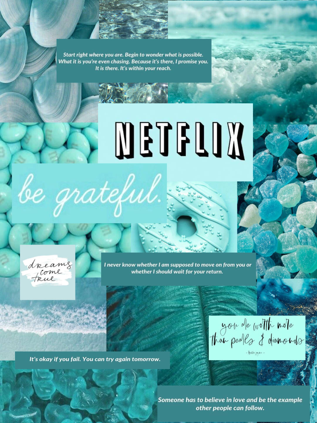 Collage Estético Tumblr Saturado en Turquesa Fondos de pantalla