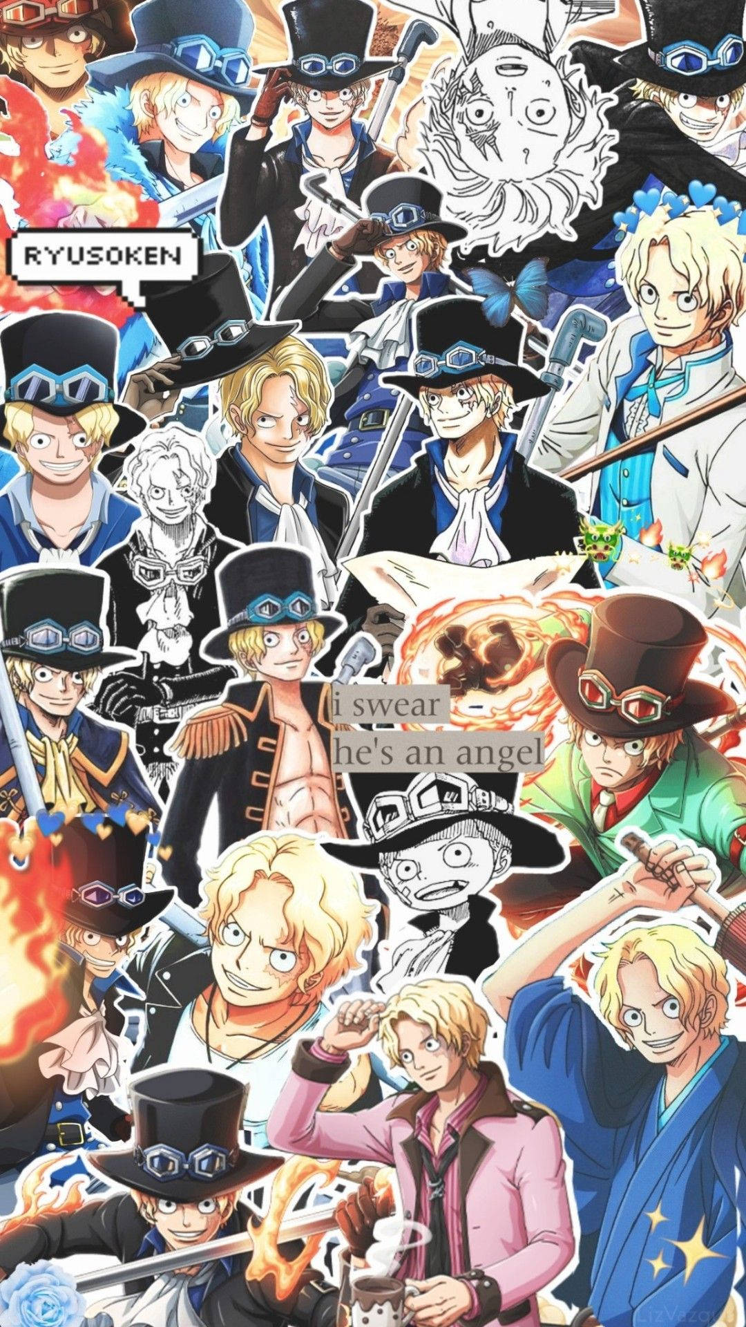 Collage estético de Sabo de One Piece Fondos de pantalla
