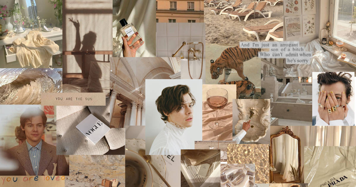 Collage Estético Beige de Harry Styles Fondos de pantalla
