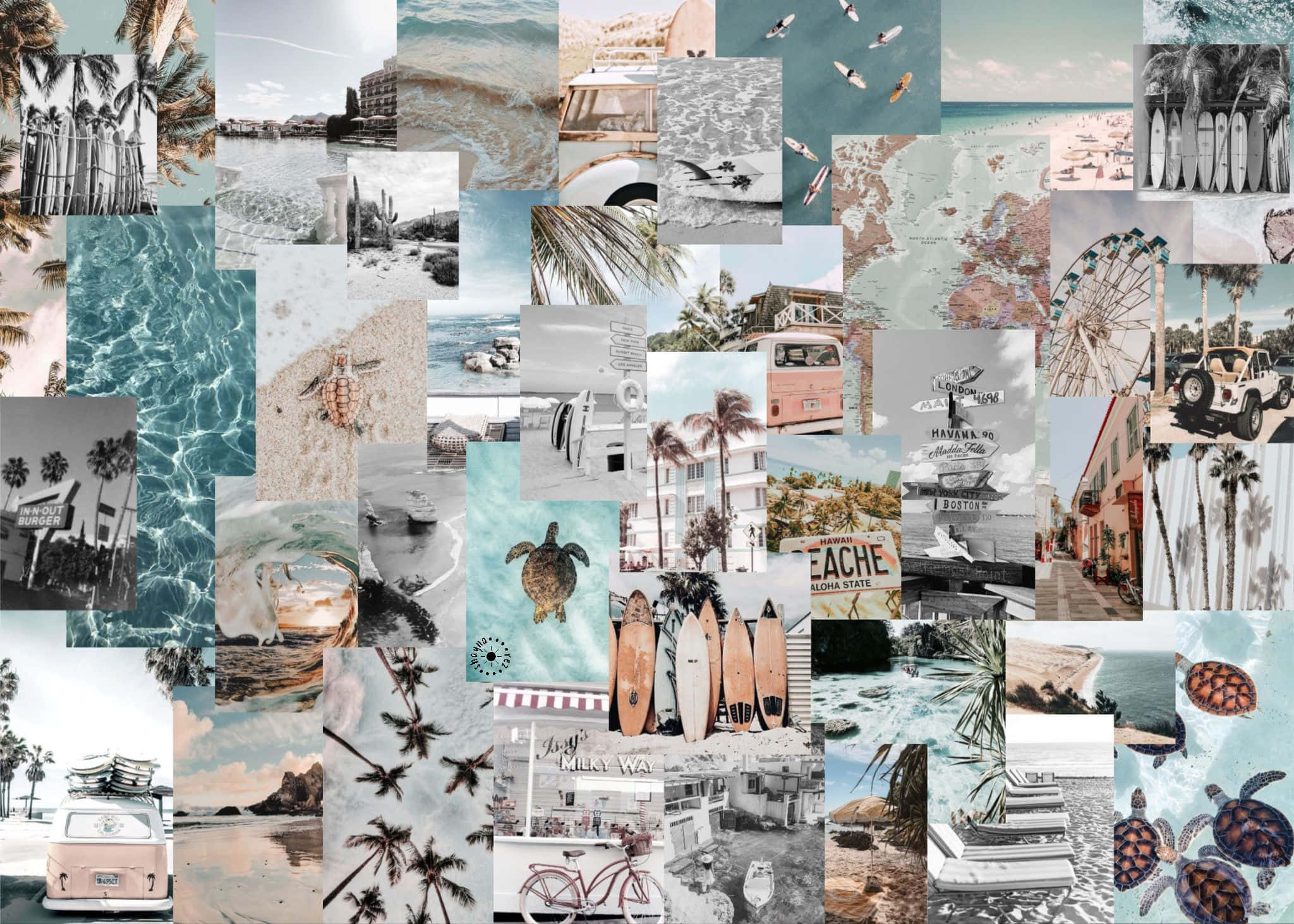 Collage Estético de Playa para Laptop Fondos de pantalla