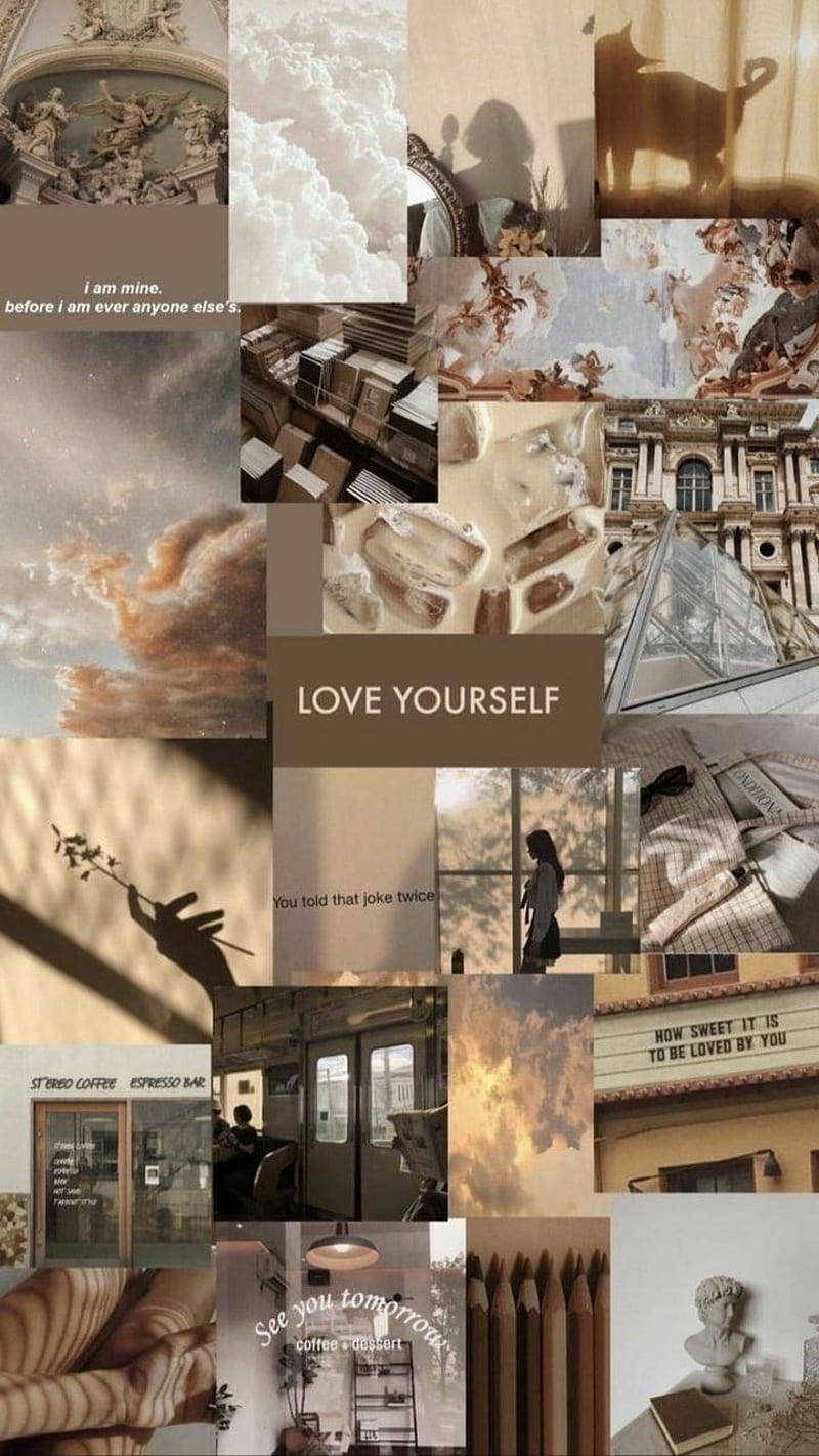 Collage estético beige de Amor Propio Fondos de pantalla