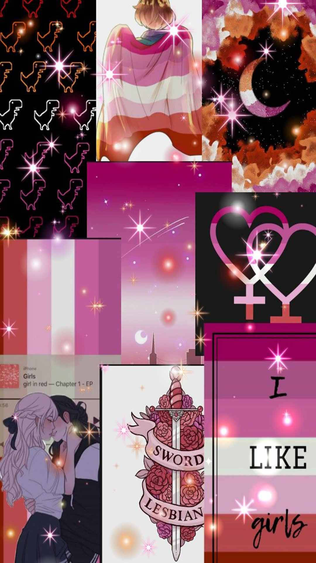 Collage Estético Lésbico Brillante Fondos de pantalla