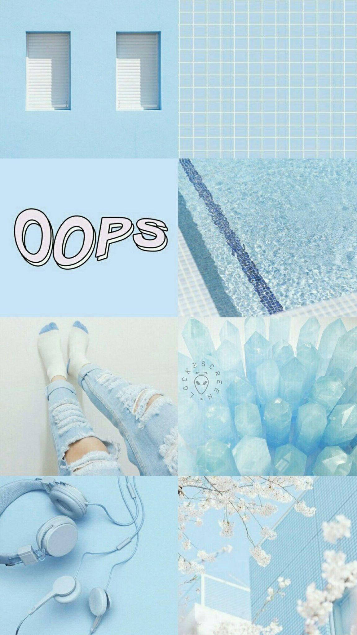 Collage estético de chica azul Fondos de pantalla