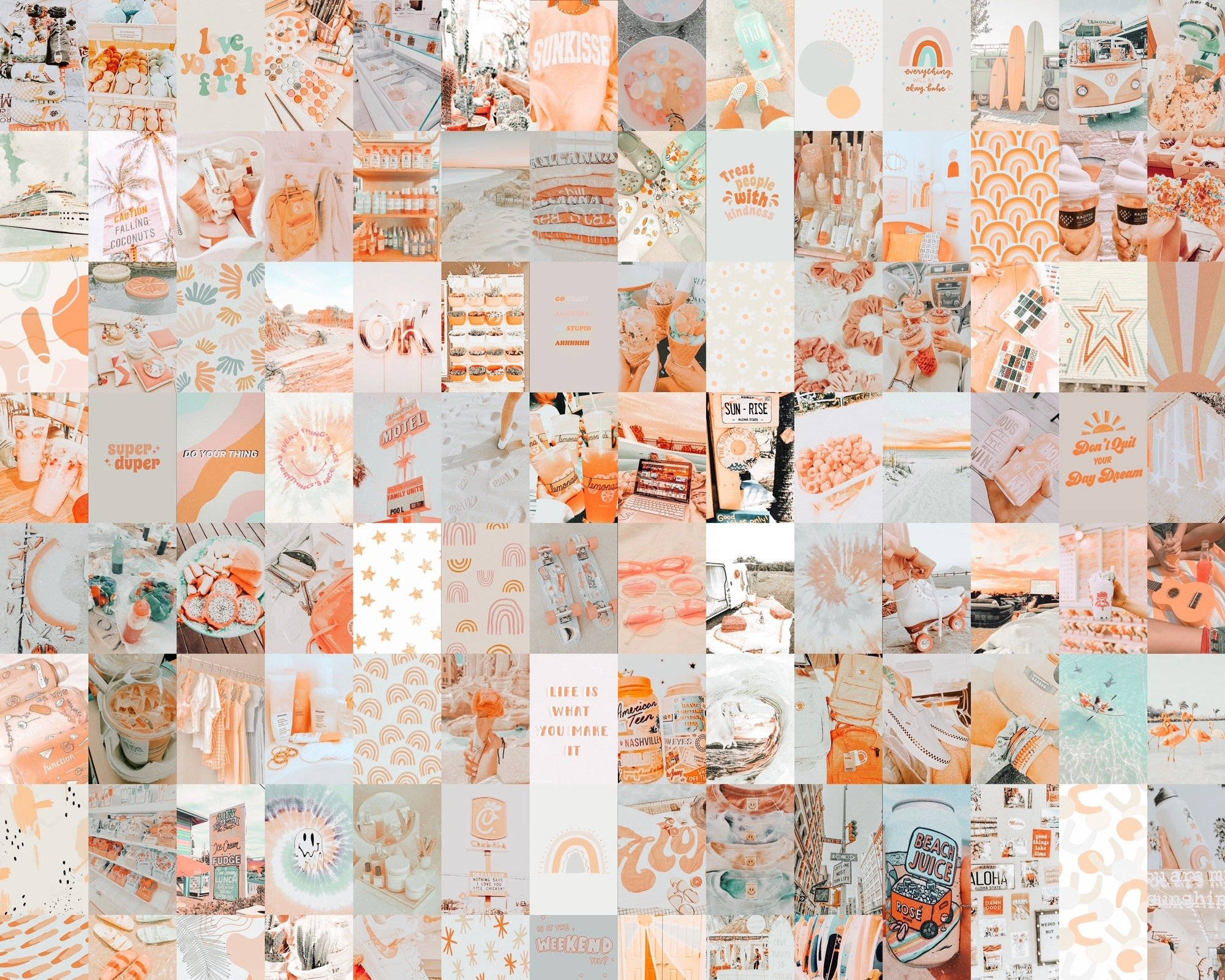 Collage estético melocotón con patrones Fondos de pantalla