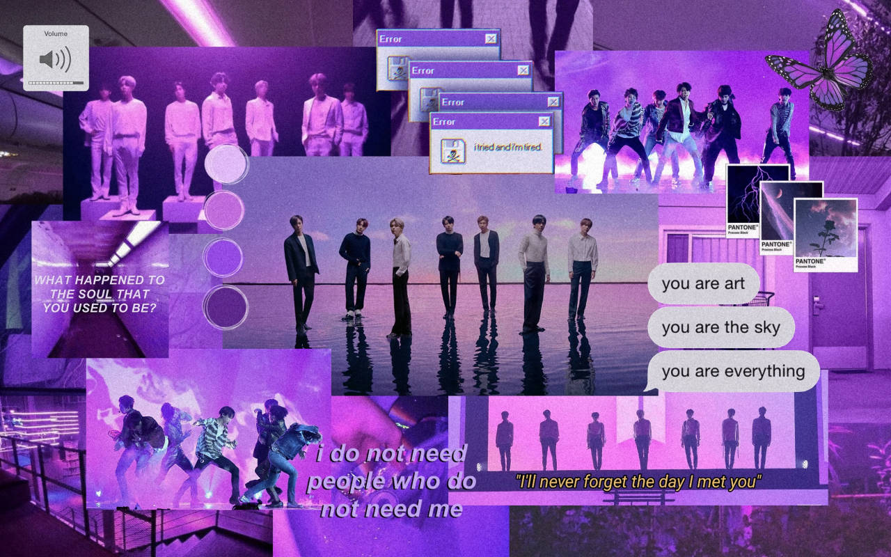 Collage estético púrpura de BTS Fondos de pantalla