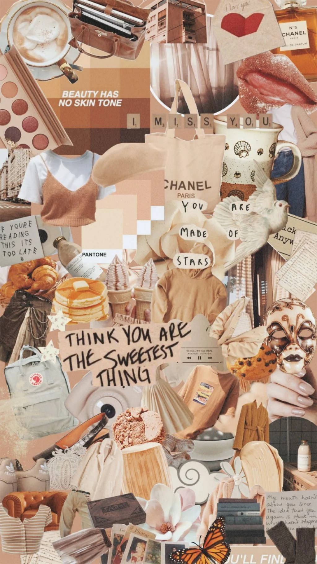 Collage Estético Beige de las Cosas Más Dulces Fondos de pantalla