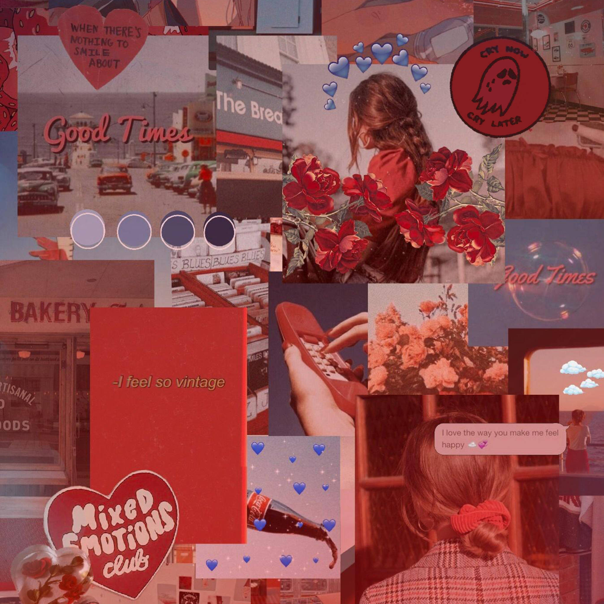 Collage Estético Rojo para iPad Fondos de pantalla