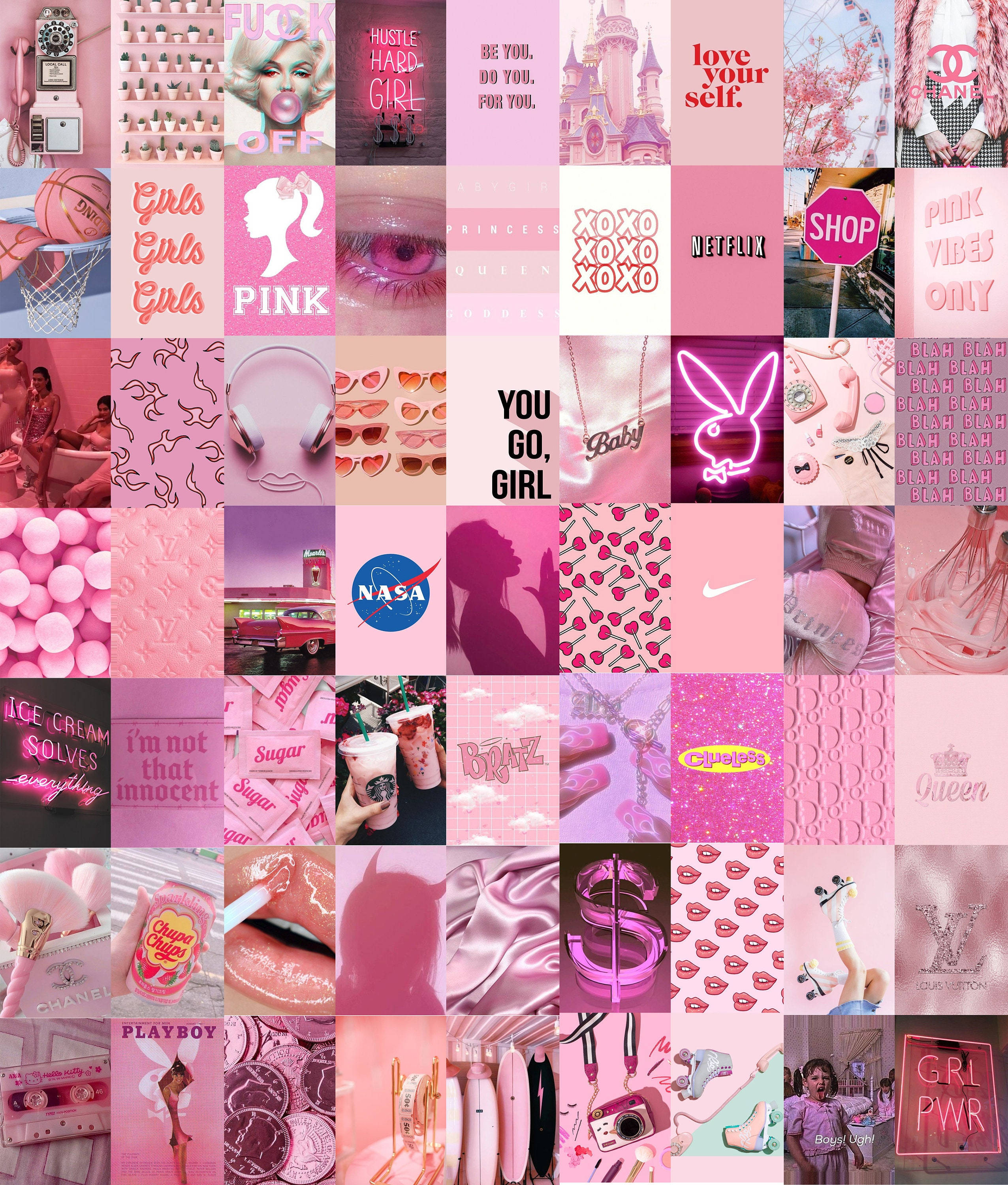 Collage Estético Rosa Pastel Fondos de pantalla