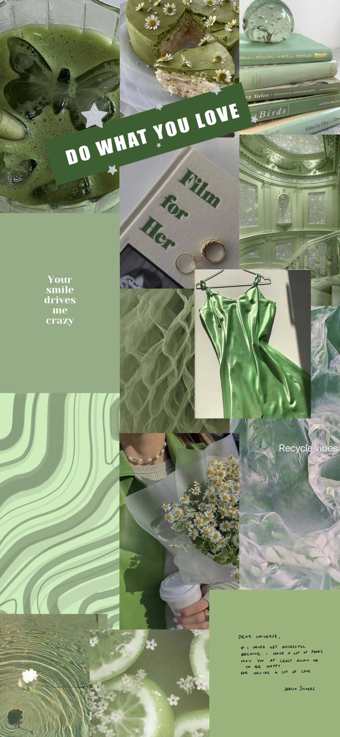 Collage Estético Salvia de Té y Pastel Fondos de pantalla