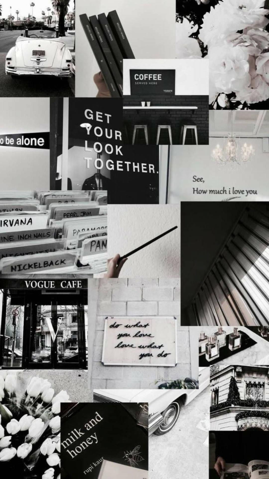 Collage estético sencillo de e-girl monocromático Fondos de pantalla