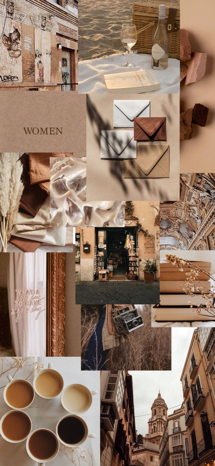 Collage Estético Beige y Marrón Fondos de pantalla