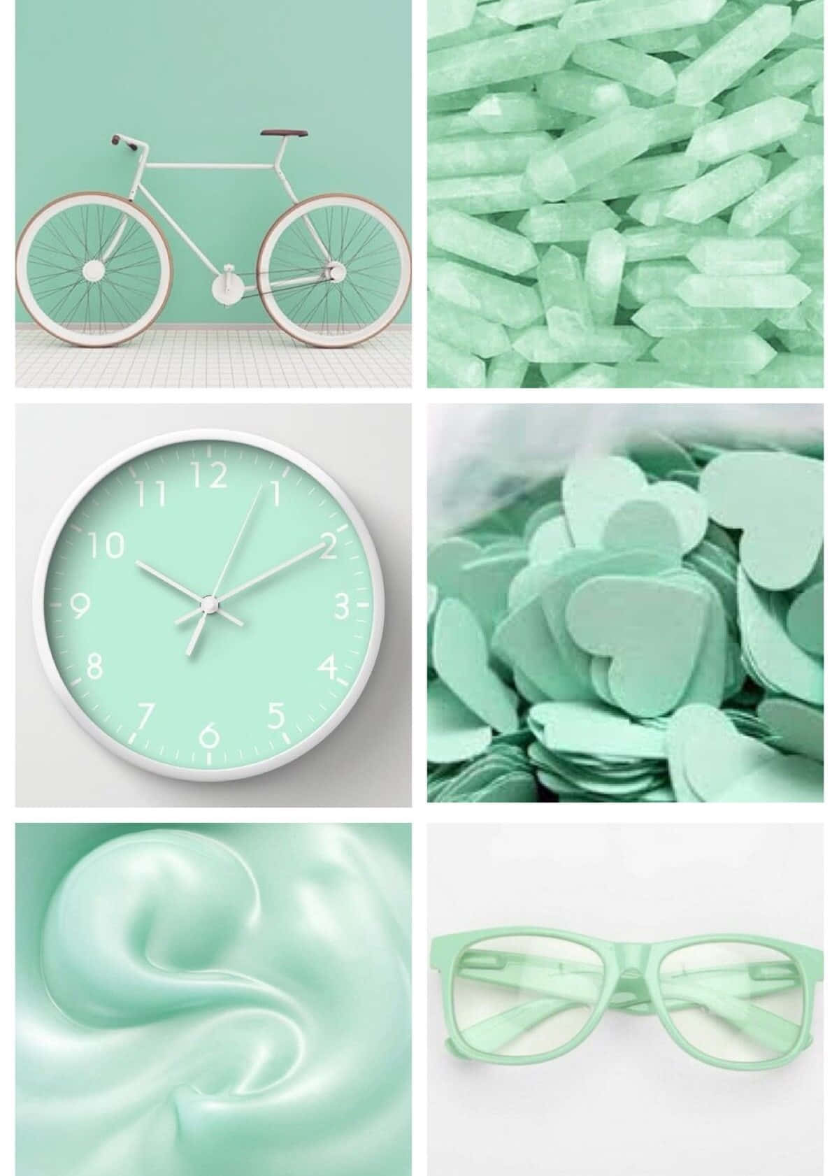 Collage Estético Verde Pastel con Fotos Fondos de pantalla