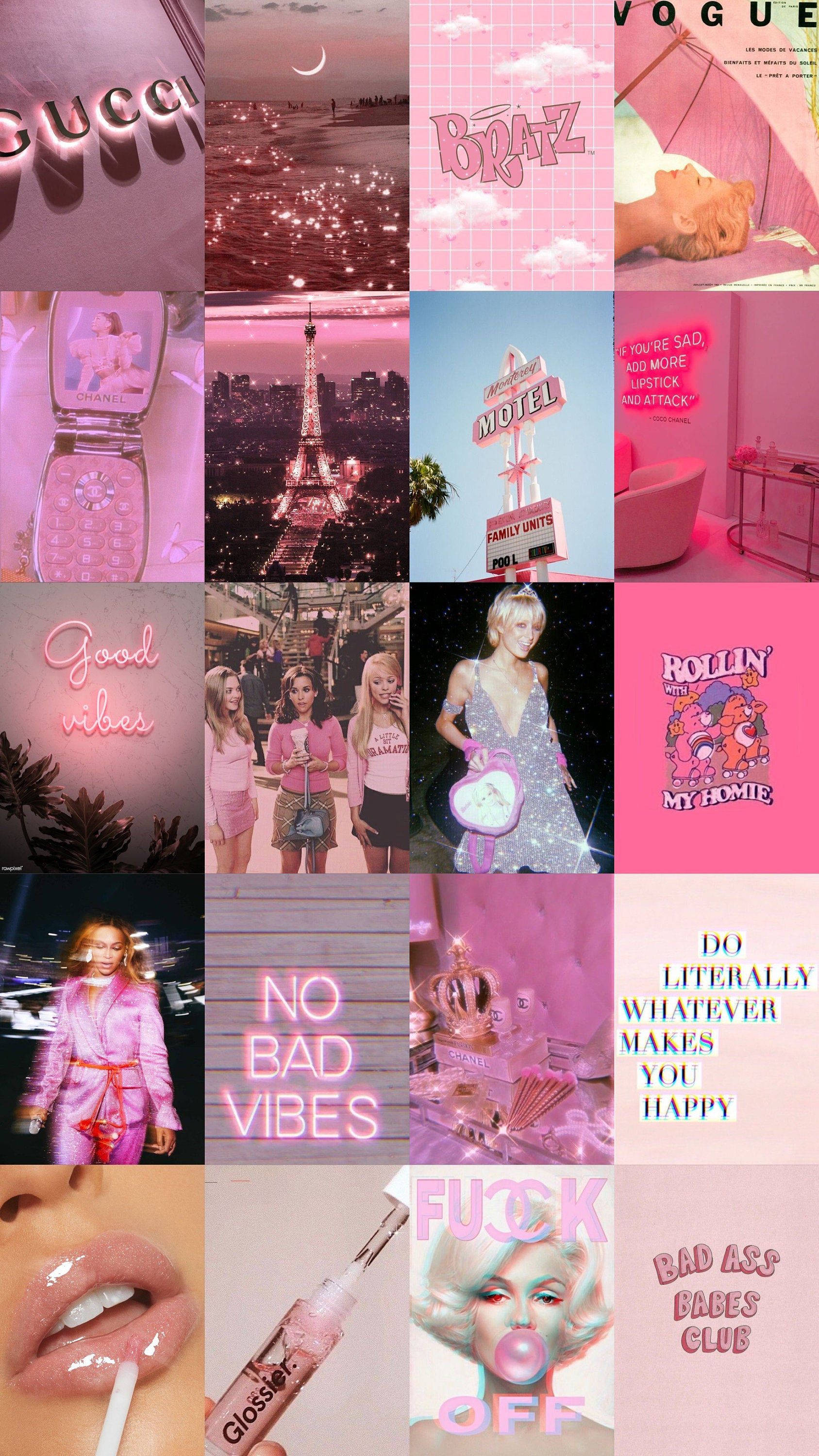 Collage Femenino Rosa Neón Fondos de pantalla
