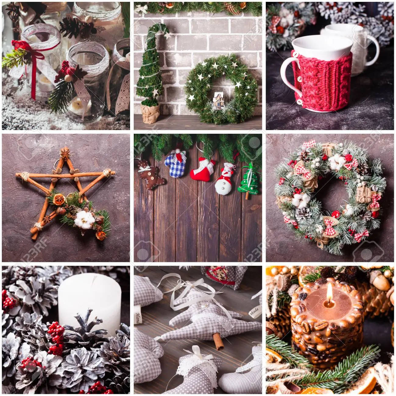Collage Festivo de Navidad en Colores Tradicionales de la Temporada Fondos de pantalla