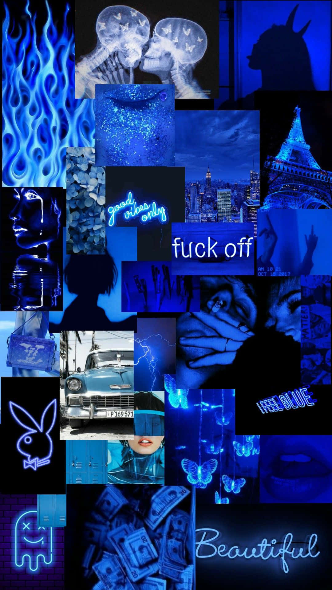 Collage Hermoso de Chica Mala Azul Fondos de pantalla