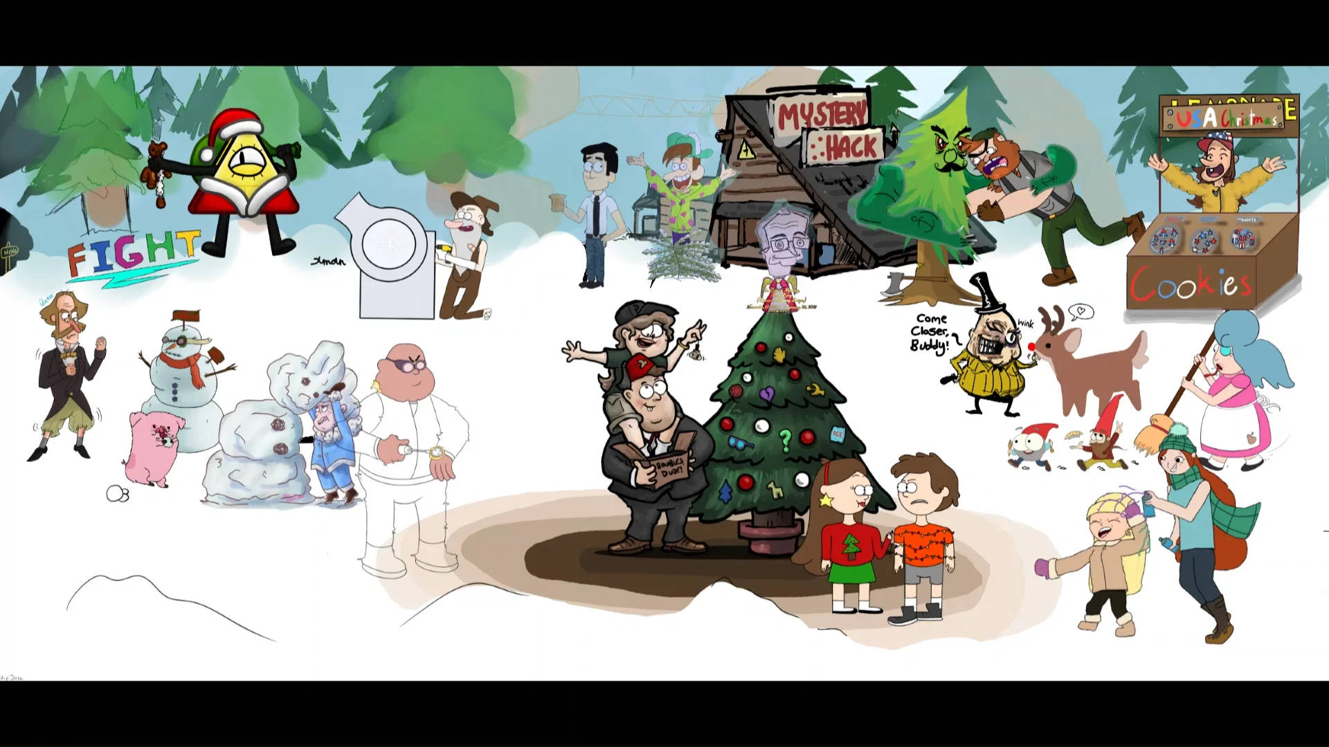 Collage Navideño de Caricaturas Fondos de pantalla