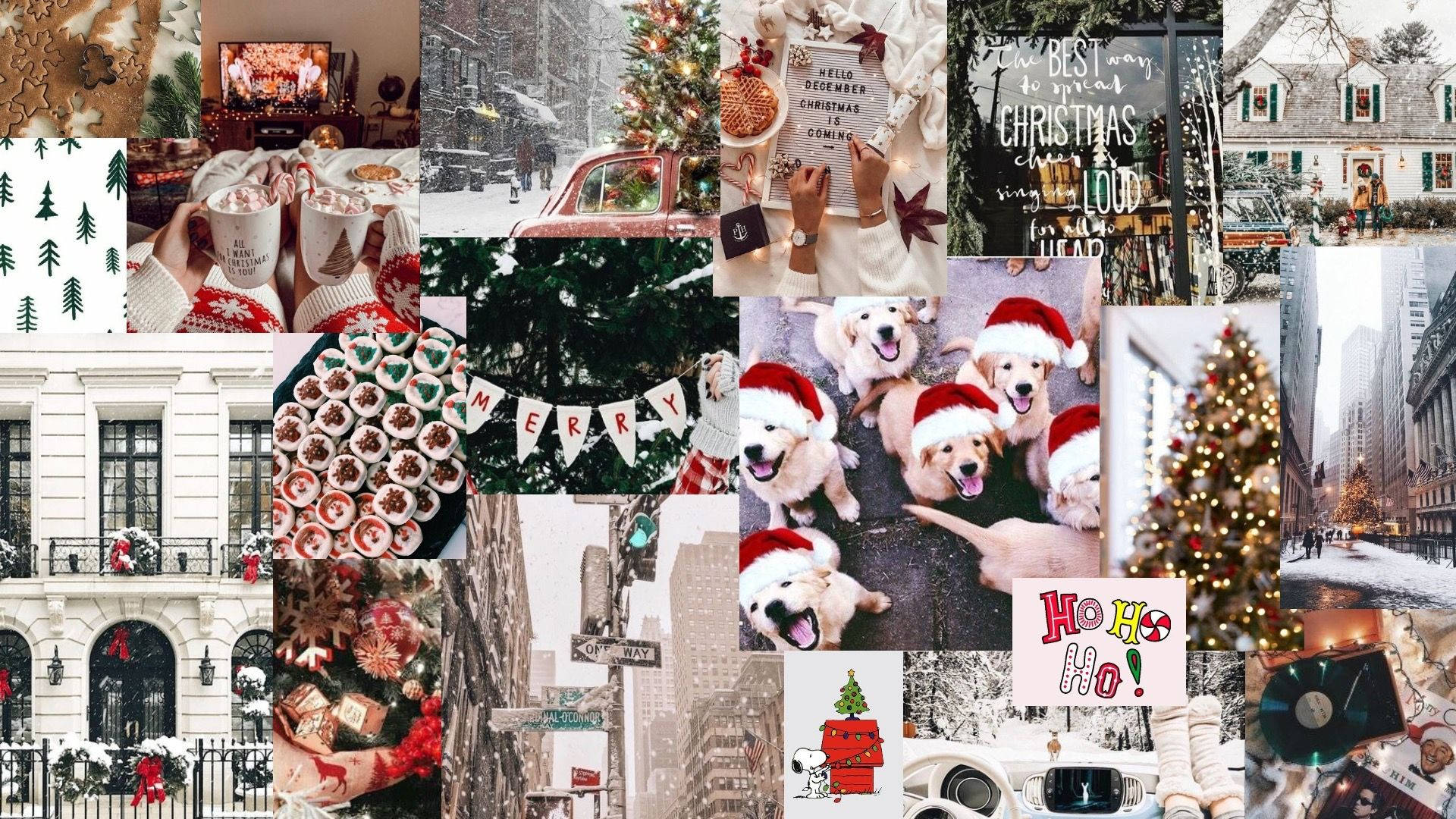 Collage Navideño con Mascotas Fondos de pantalla