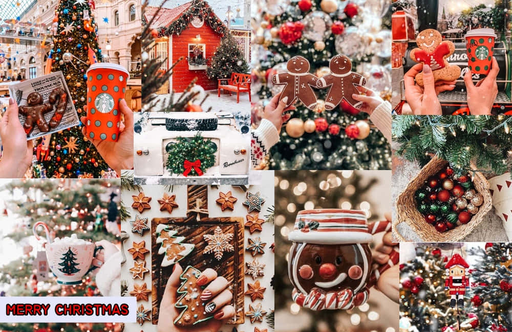 Collage Navideño para Laptop con Hombre de Jengibre Fondos de pantalla