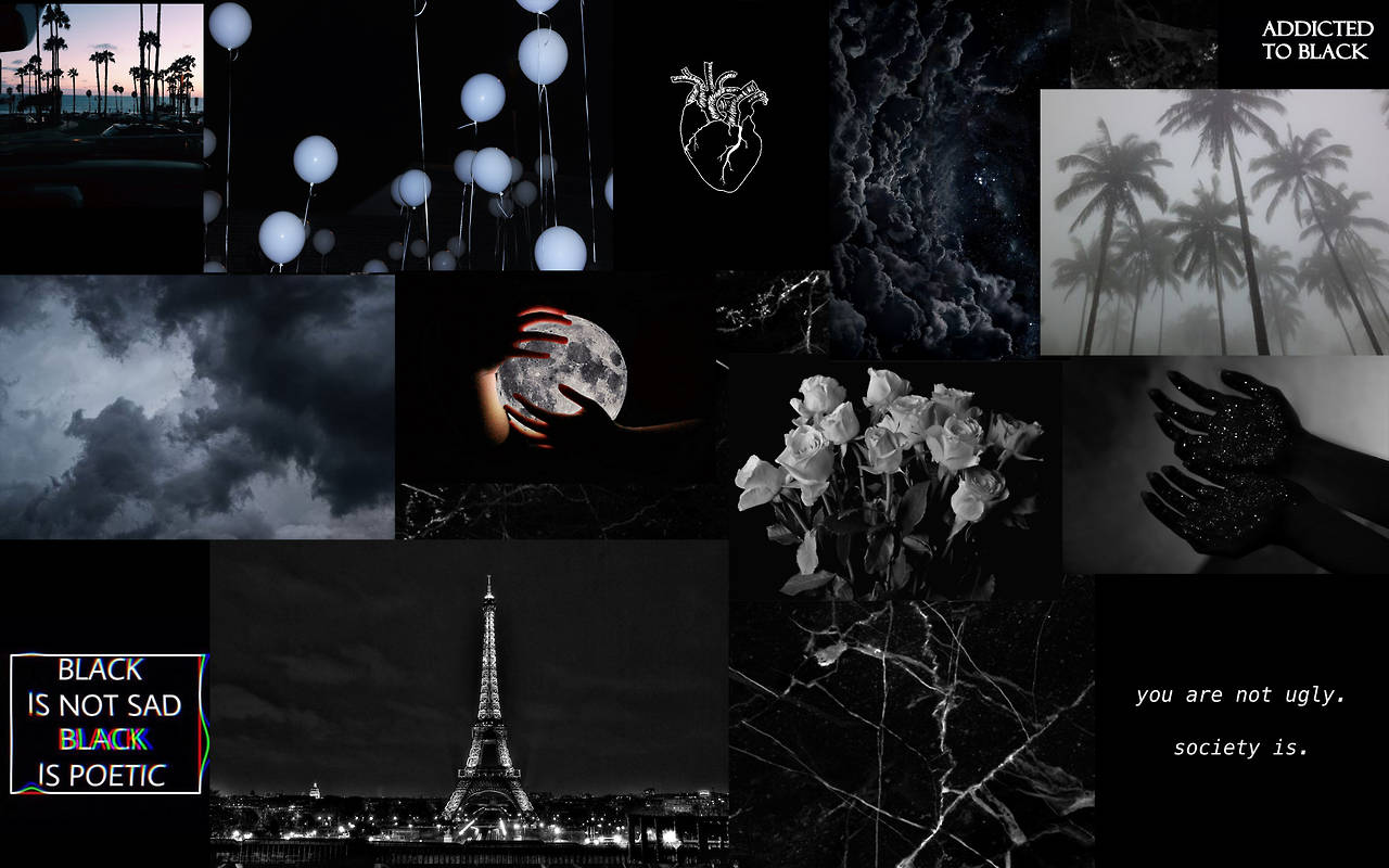 Collage negro de Pinterest para laptop Fondos de pantalla