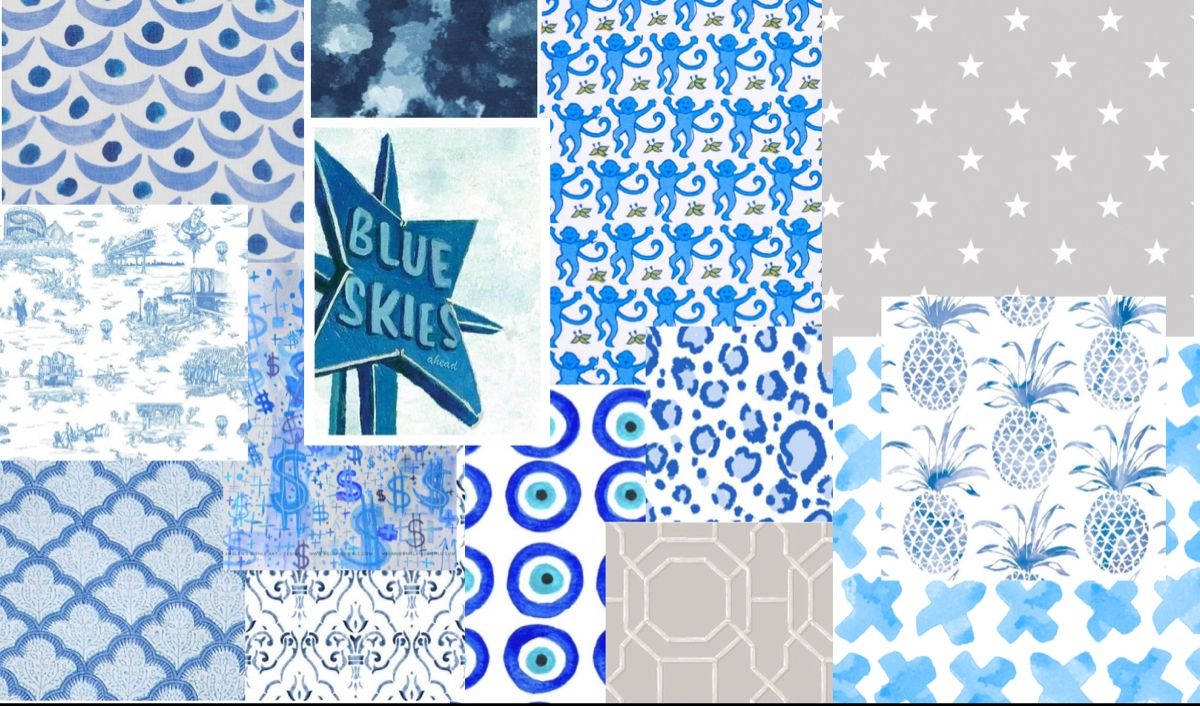 Collage Preppy de PFPs con Temática Azul Fondos de pantalla