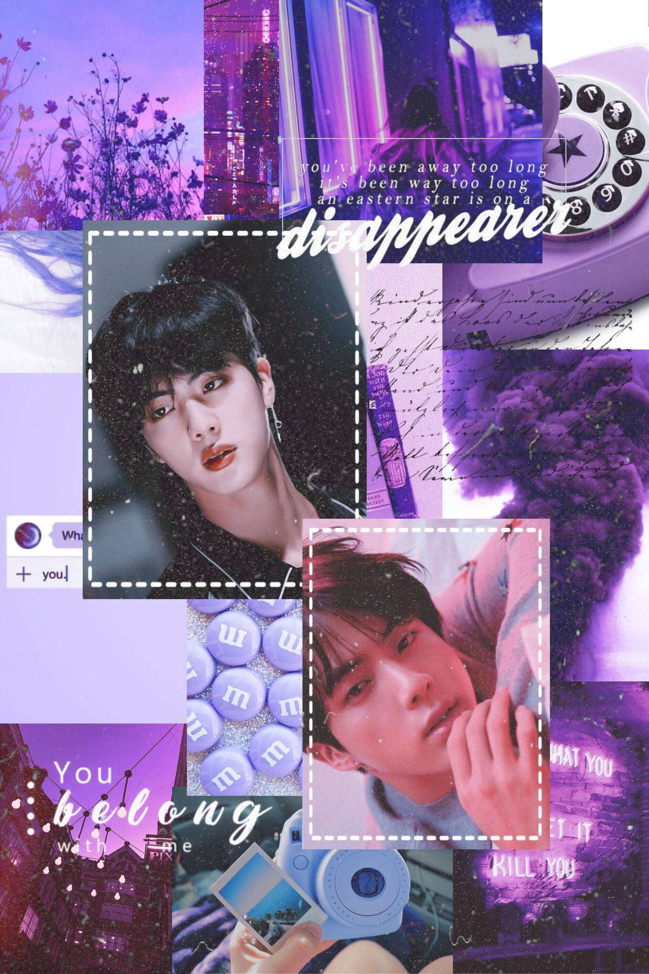 Collage Púrpura Estético de Jin de BTS — Morado aesthetic GIF Fondos de pantalla