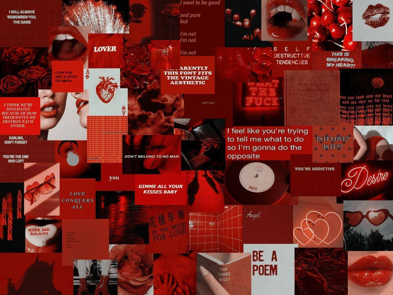 Collage Rojo Estético Indie para Laptop Fondos de pantalla