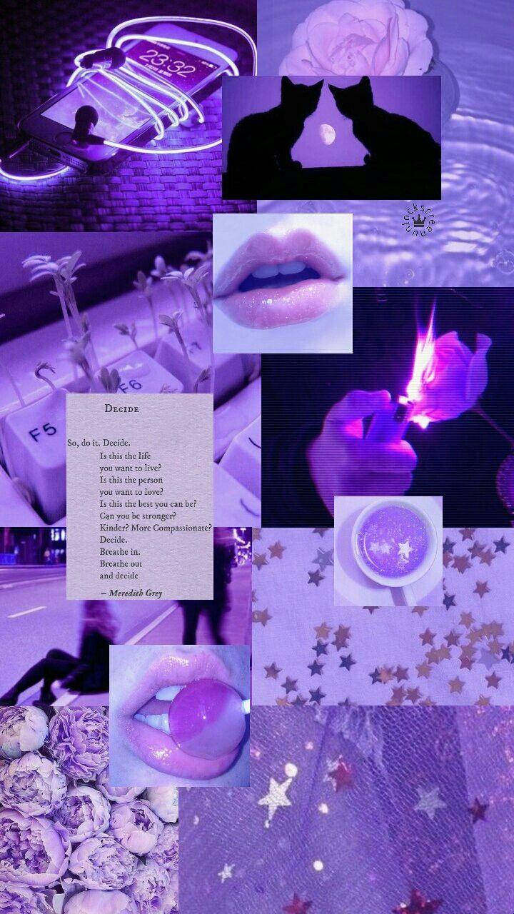Collage Tumblr en Morado Pastel y Neón Fondos de pantalla