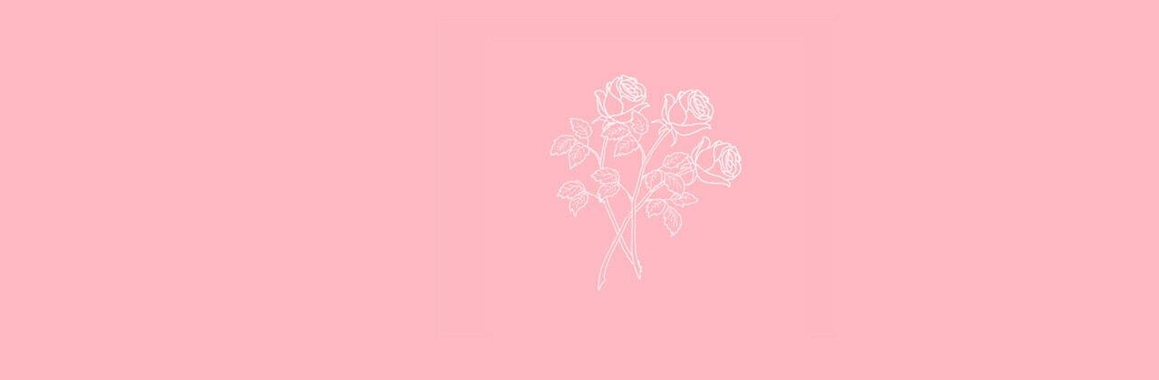 Color Rosa con Rosas en Arte Lineal para Encabezado de Twitter Fondos de pantalla