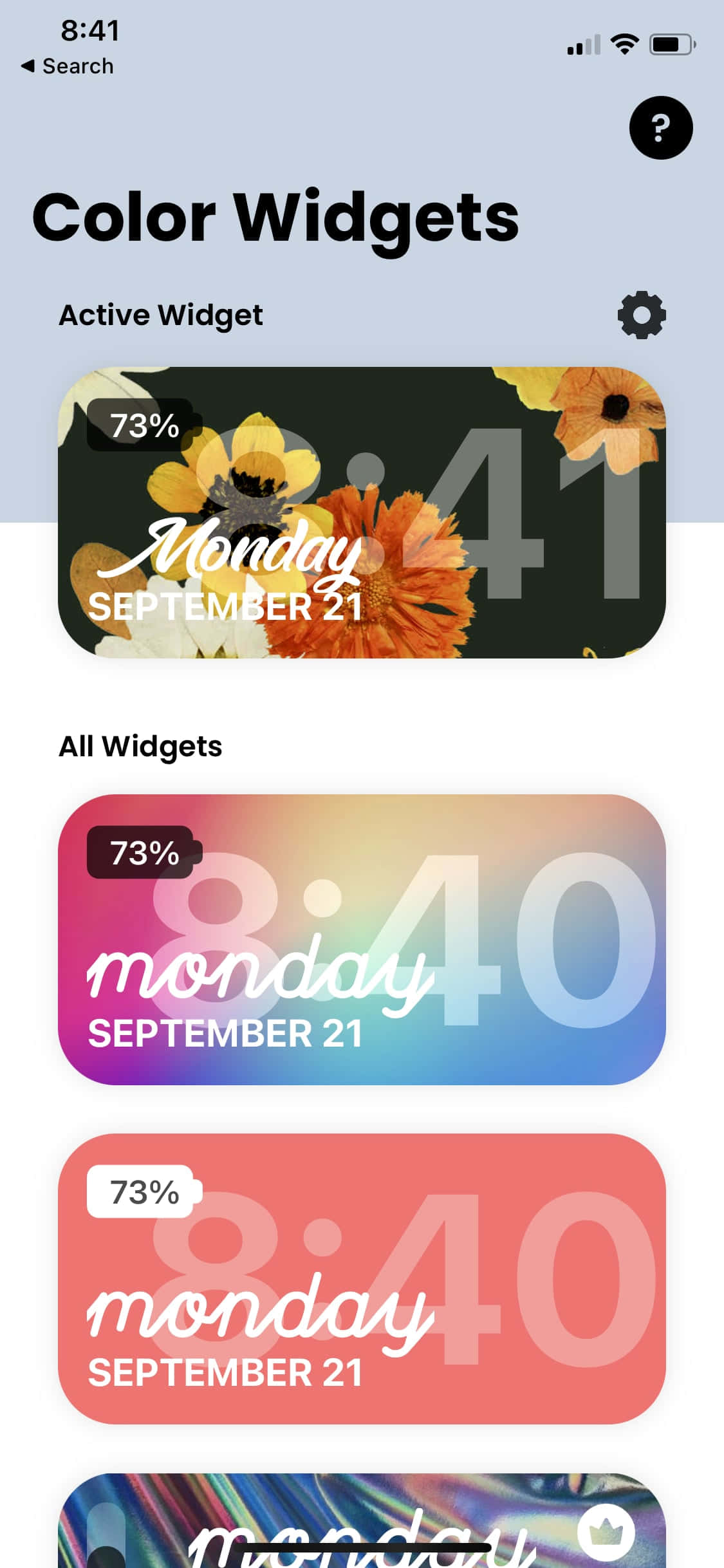 color widgets - captura de pantalla de la app Fondos de pantalla