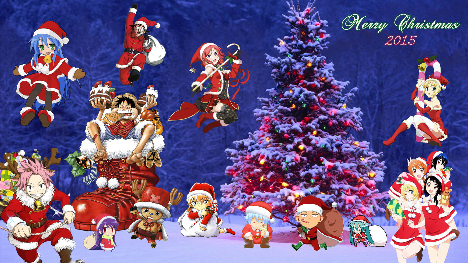 ¡Comparte el espíritu navideño con estos adorables personajes de Anime! Fondos de pantalla