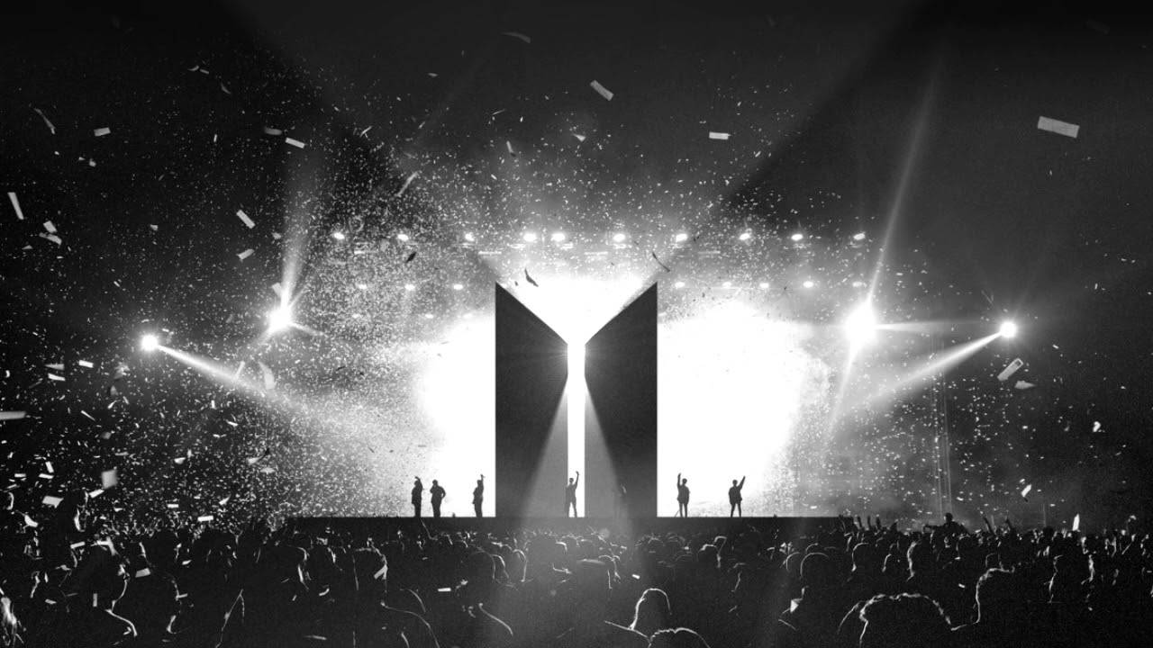 Concierto de BTS con silueta del logo de BTS Fondos de pantalla