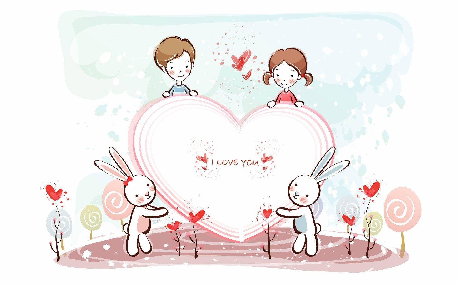 Conejitos de amor y niños adorables Fondos de pantalla