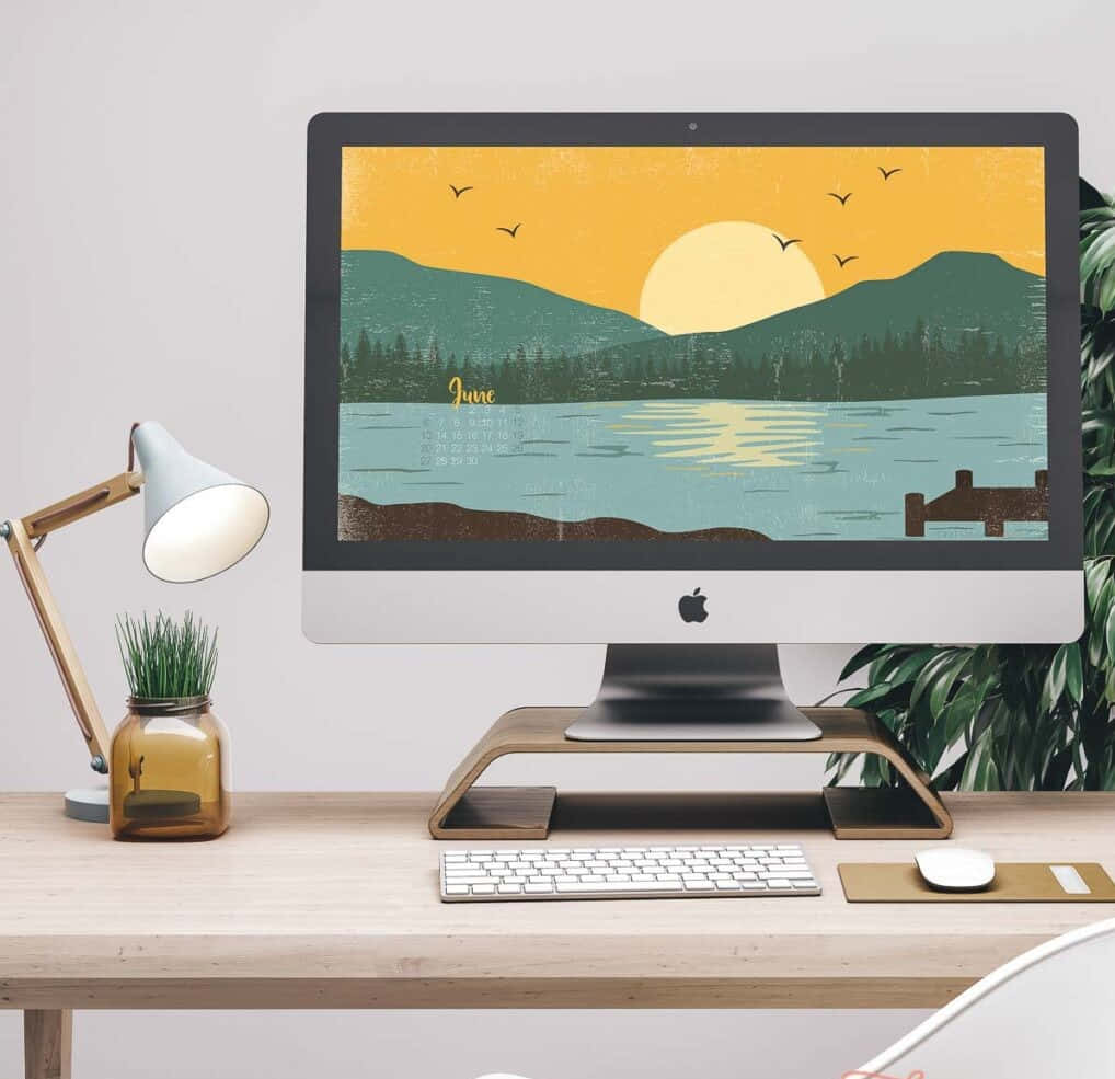 Configuración de escritorio estética con monitor de computadora Fondos de pantalla