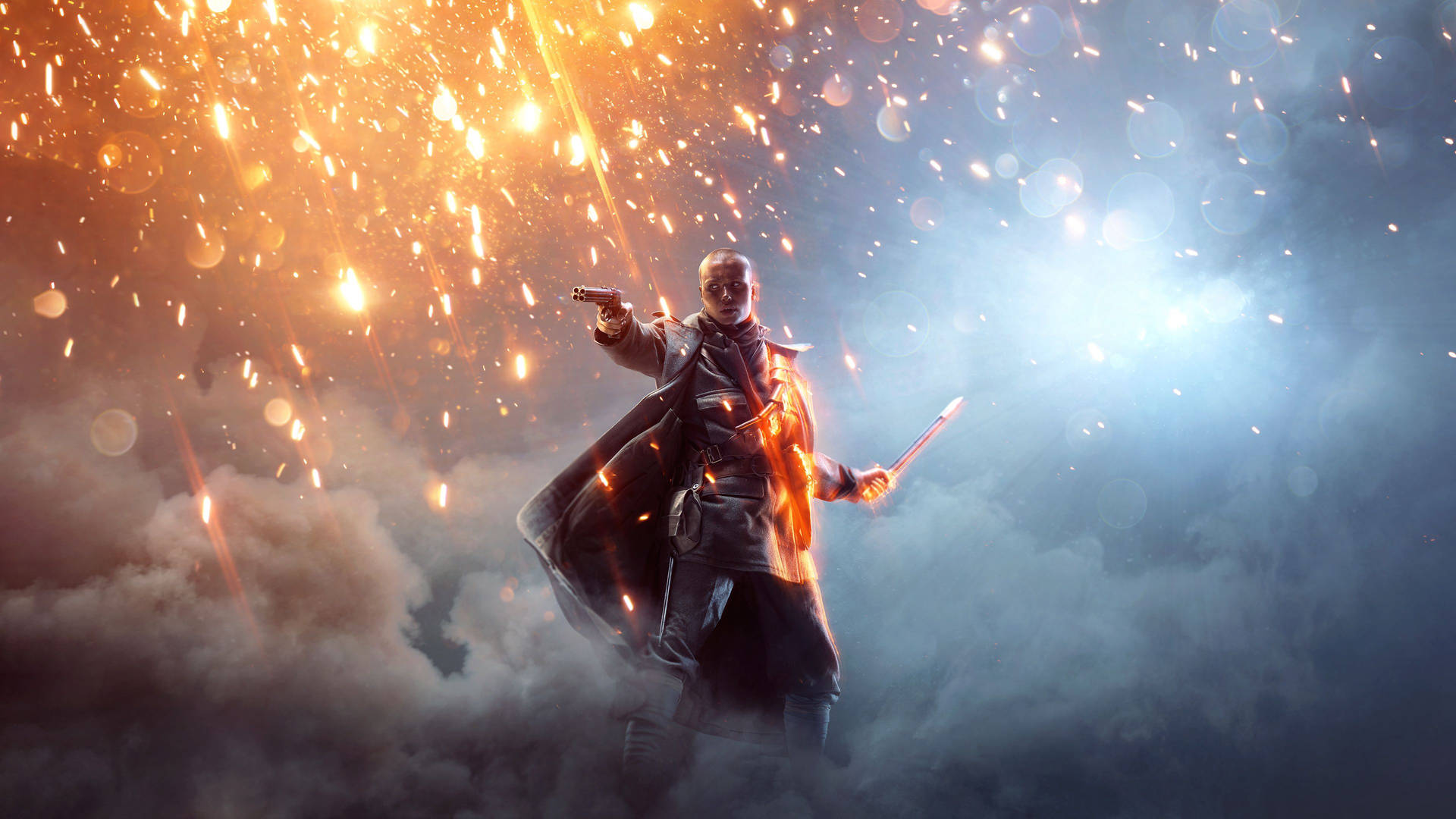 Hombre animado en un campo de batalla, fondo de pantalla 4K. — 4K Fondos de pantalla