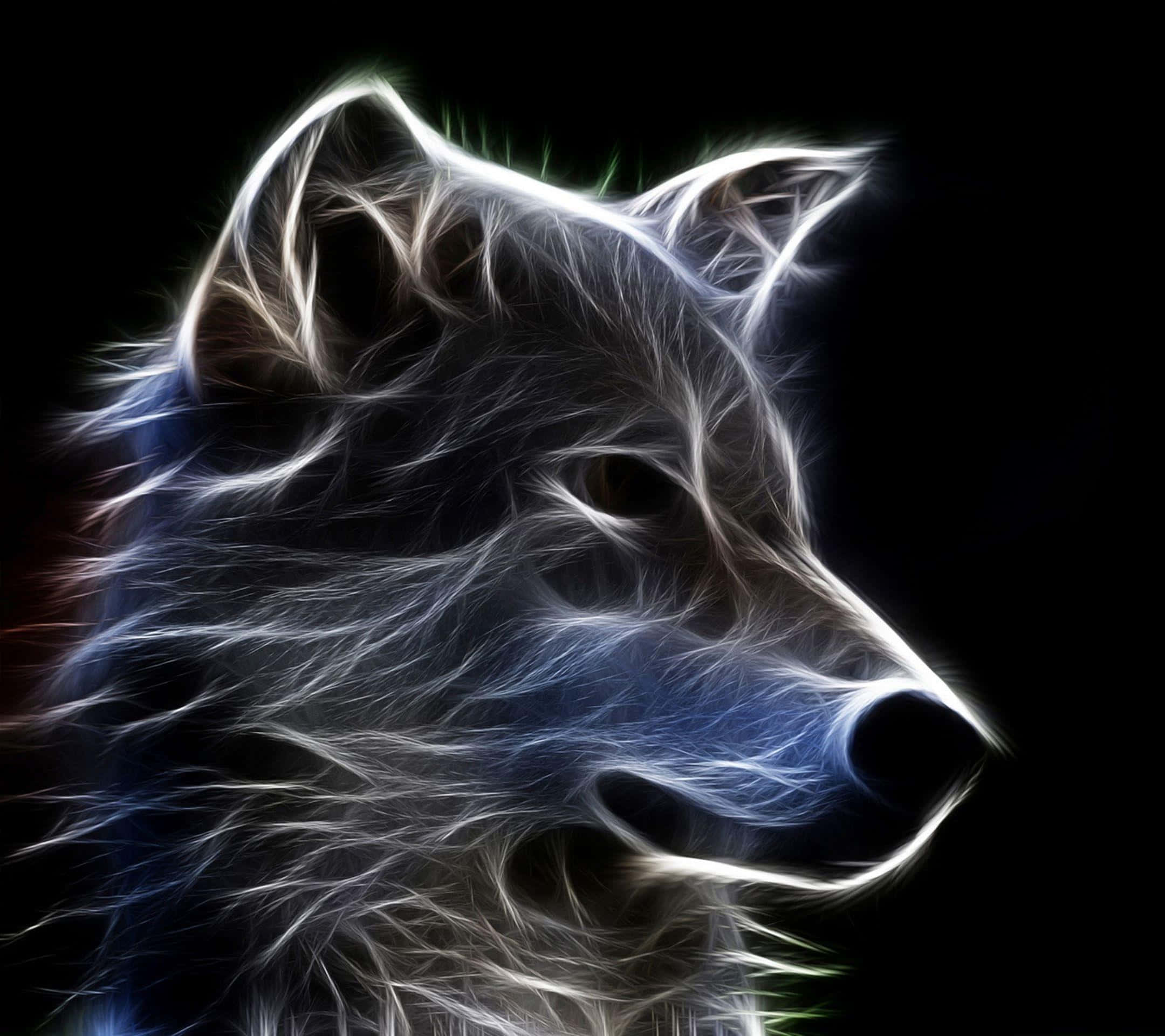 Contempla el cielo nocturno, iluminado por la grandeza del lobo galáctico. Fondos de pantalla