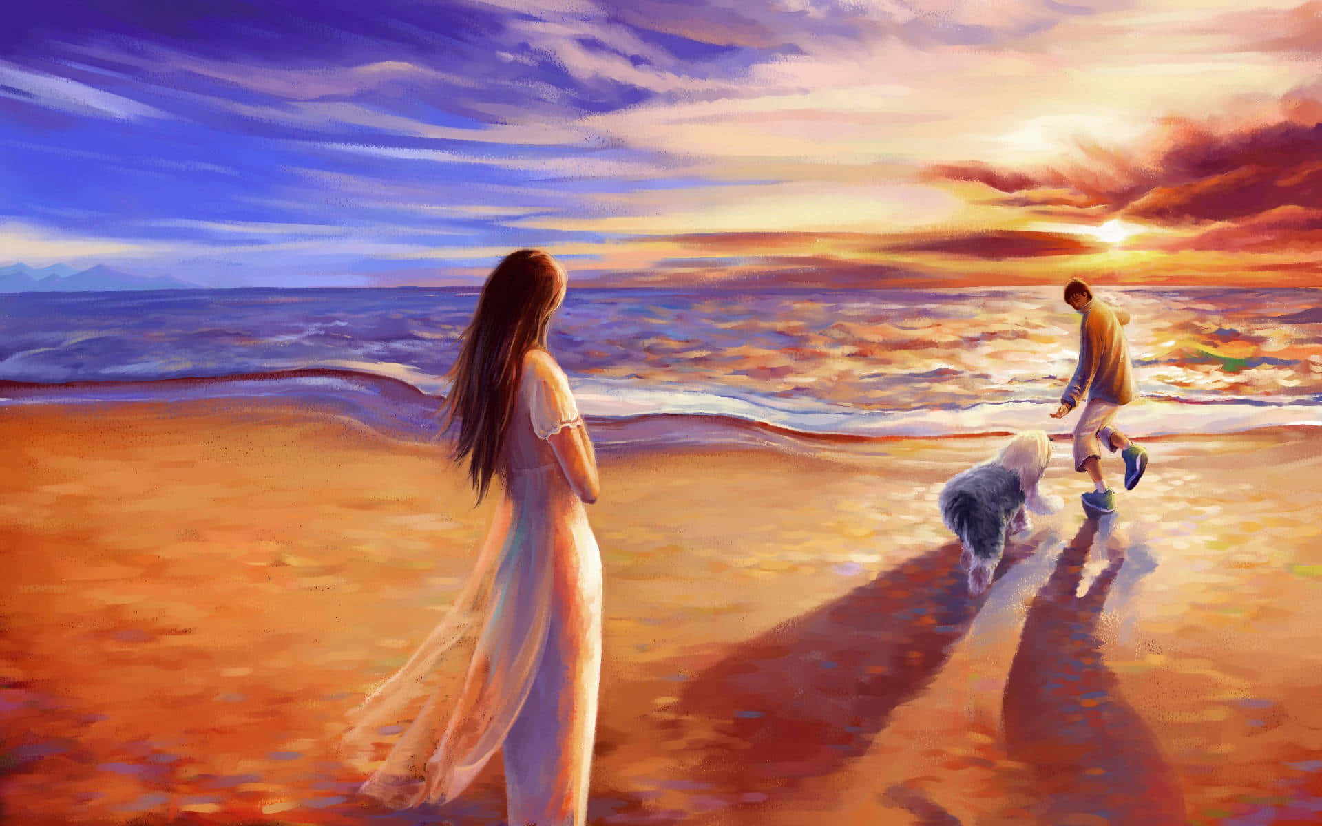Contempla la belleza de un atardecer en la playa Fondos de pantalla