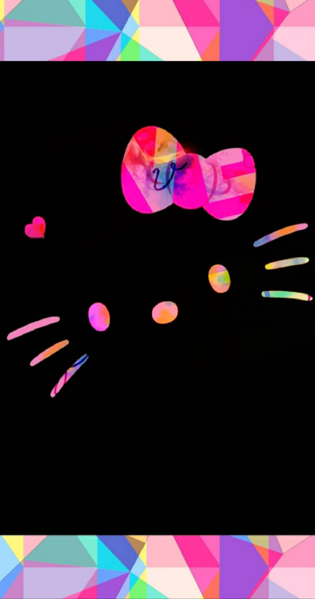 Contorno Colorido de Hello Kitty Sobre Fondo Negro Fondos de pantalla