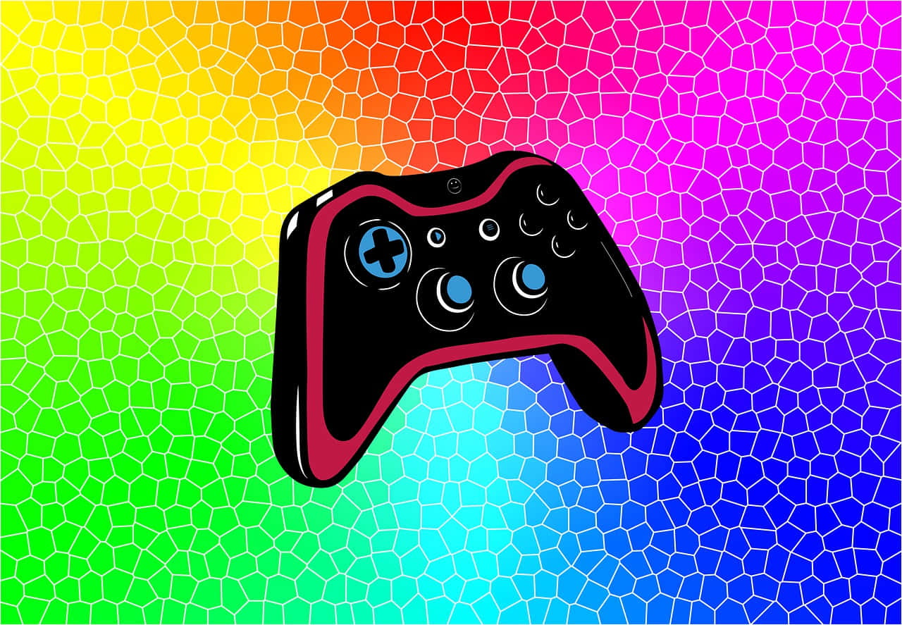 Control remoto de videojuegos sobre fondo de arcoíris Fondos de pantalla