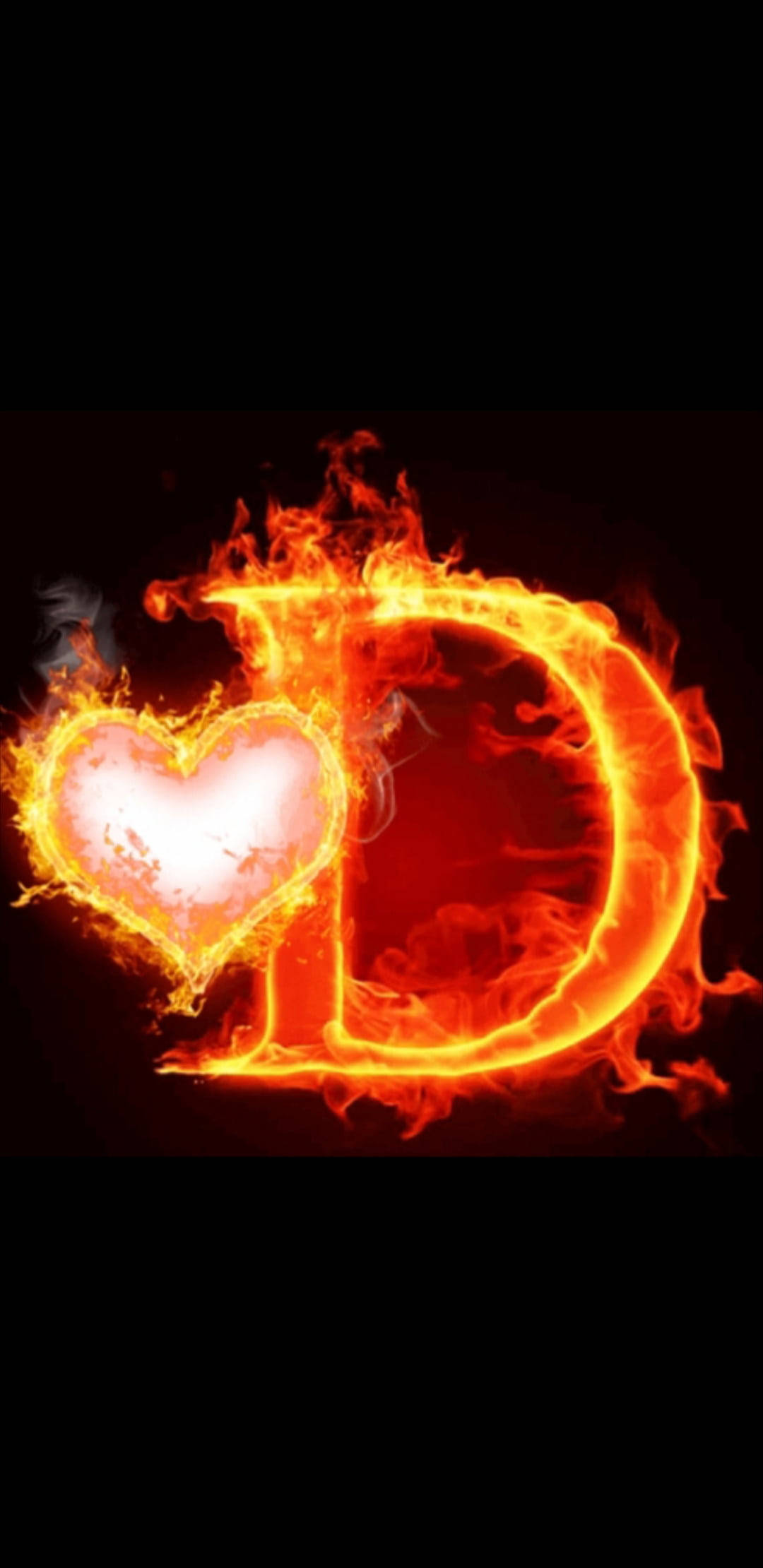 Corazón Ardiente con la Letra D Fondos de pantalla