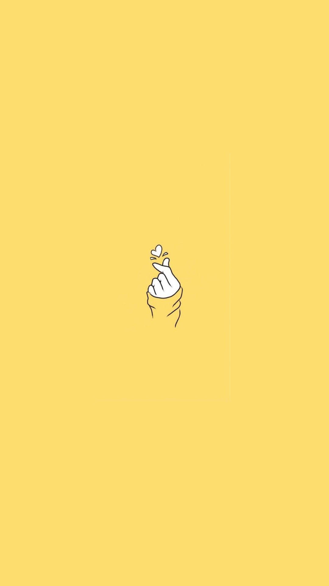 Corazón con Dedos Estética Amarillo Pastel Fondos de pantalla