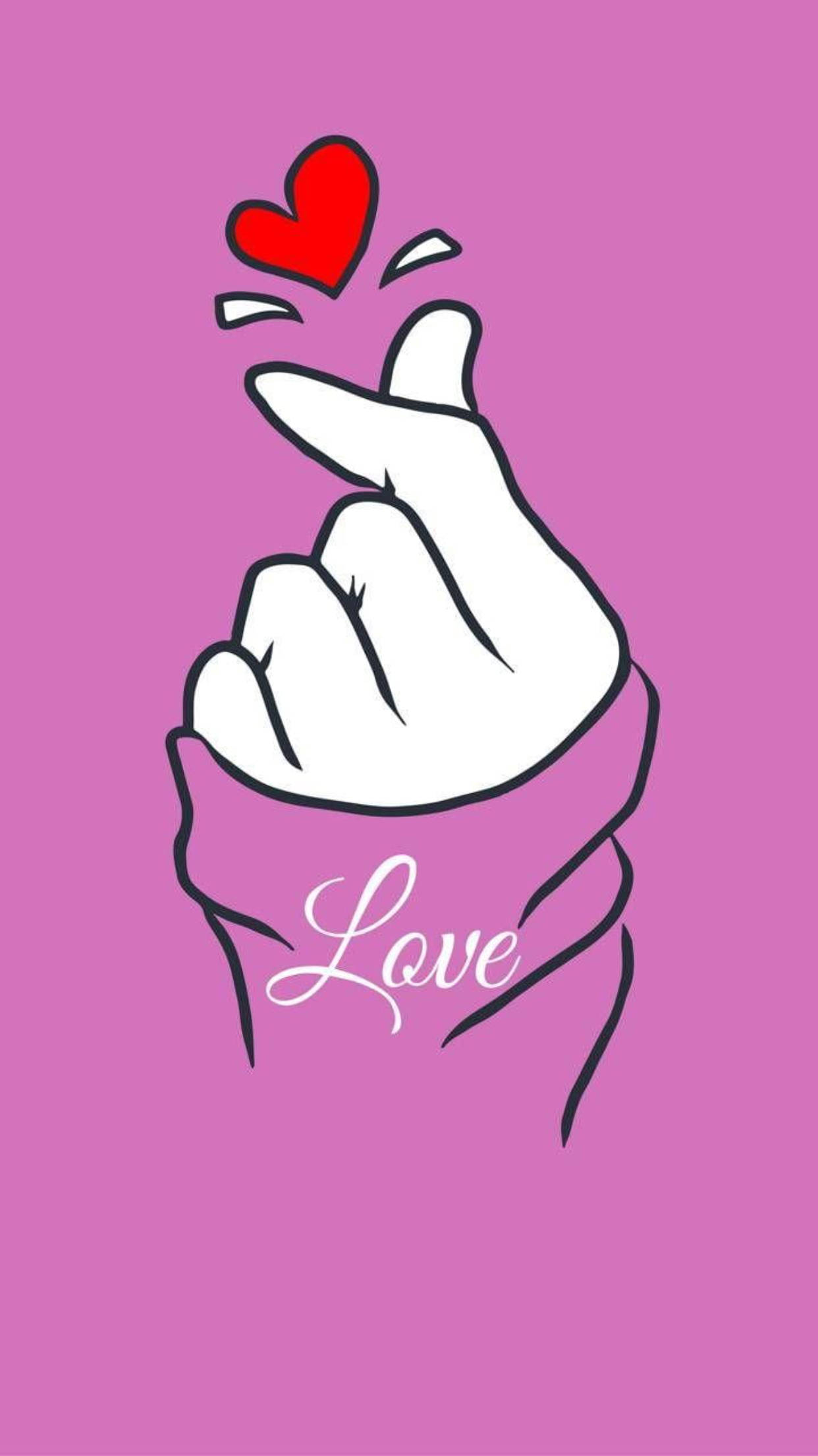 Corazón de dedo Saranghae Morado Fondos de pantalla